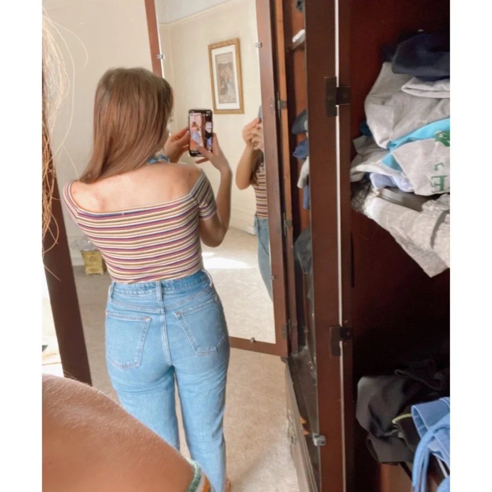 Multicolor Off the Shoulder Bodysuit - Picture 3 of 5